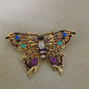 Vintage Gold Tone Butterfly Brooch